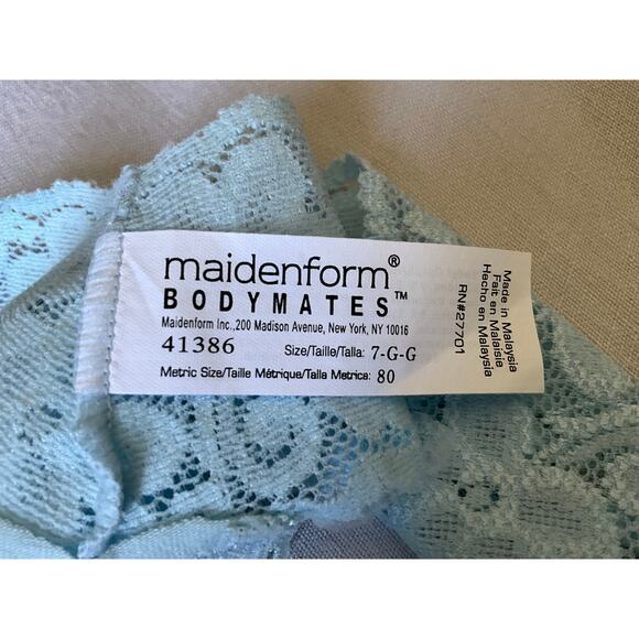 NoS Maidenform Bodymates M 7 Blue Lace Thong String Bikini Panties Underwear - Picture 3 of 4
